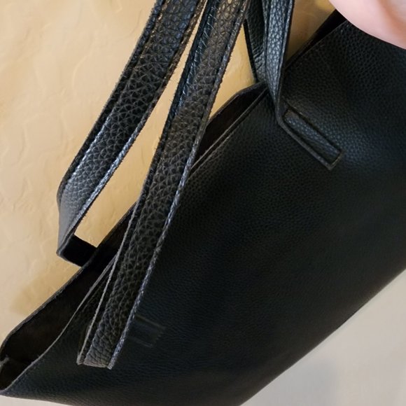 Vince Camuto Black Vegan Leather Purse Luck Tote Computer Shoulder Bag - Picture 10 of 15